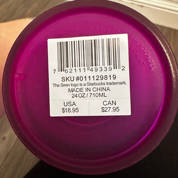 BNWT Starbucks Purple Soft Touch Matte Venti Tumbler 24 oz - Picture 3 of 3